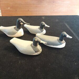 VTG Folk Art Hand-Carved Waterfowl, Set of 4
